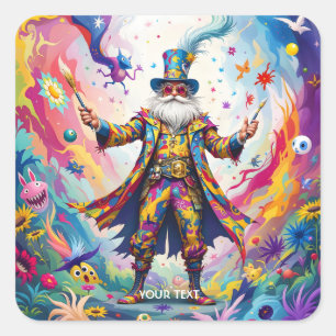 Fantasy Cute Abstract Vibrant Painter Square Sticker