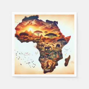 Fantasy Cute Africa Animals Map Napkin