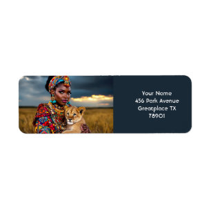Fantasy Cute African Woman Lion