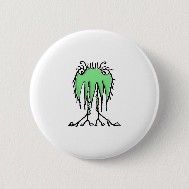 Fantasy cute alien drawing 6 cm round badge (Front)