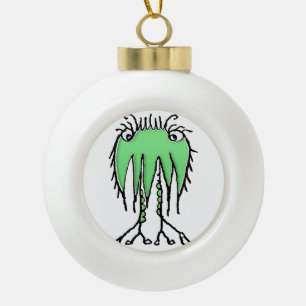 Fantasy cute alien drawing ceramic ball christmas ornament