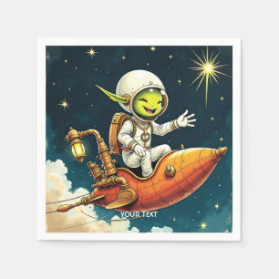 Fantasy Cute Alien Space Ship Napkin