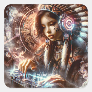 Fantasy Cute Ancient Music Player Square Sticker
