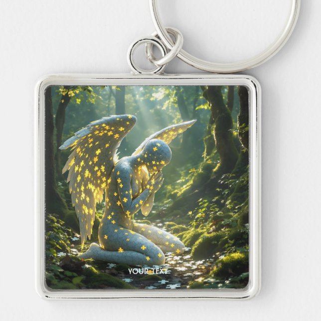 Fantasy Cute Angelic Figure Puzzle Key Ring (Front)