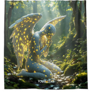 Fantasy Cute Angelic Figure Puzzle Shower Curtain