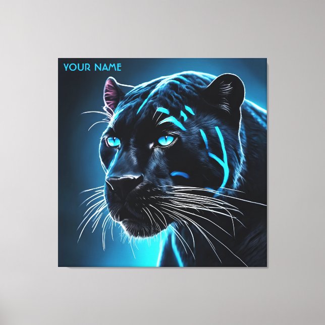 Fantasy Cute Angry Blue Panther Canvas Print (Front)