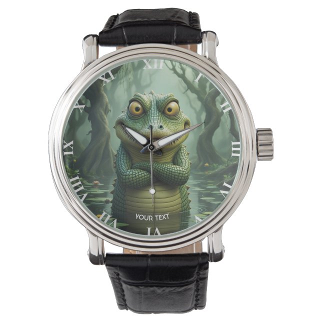 Fantasy Cute  Angry Crocodile Trees Watch (Front)