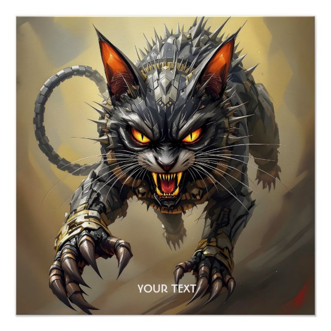 Fantasy Cute Angry Cyborg Cat Poster (Front)