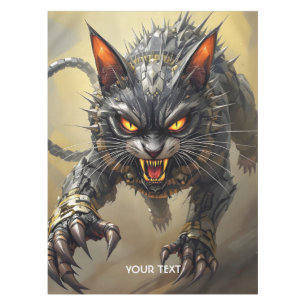 Fantasy Cute Angry Cyborg Cat Tablecloth