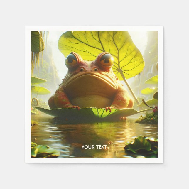 Fantasy Cute Angry Frog Leaf Napkin (Front)