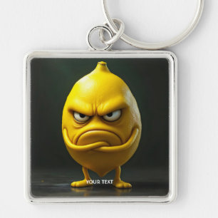 Fantasy Cute Angry Looking Lemon Key Ring