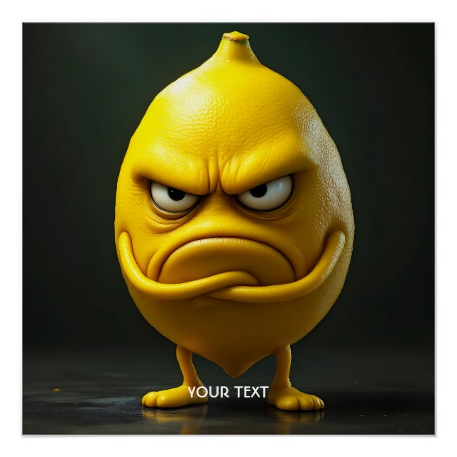 Fantasy Cute Angry Looking Lemon Poster (Front)