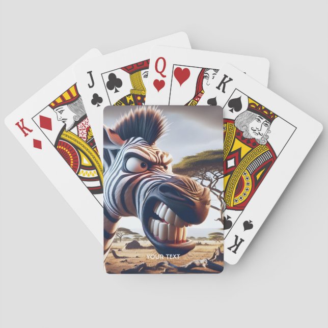 Fantasy Cute Angry Zebra Desert Playing Cards (Back)