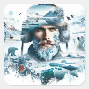 Fantasy Cute Arctic Adventurer Snow Square Sticker