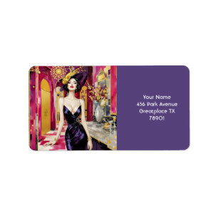Fantasy Cute Art Deco Lady Label