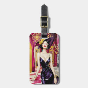 Fantasy Cute Art Deco Lady Luggage Tag