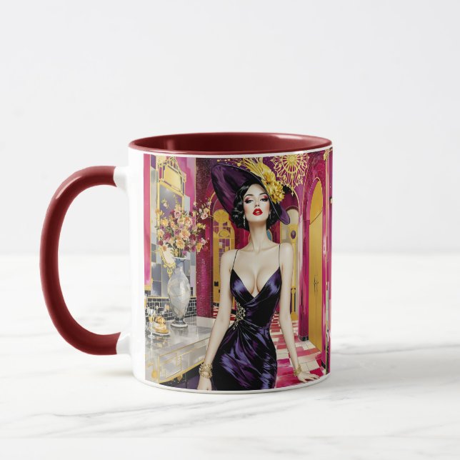 Fantasy Cute Art Deco Lady Mug (Left)