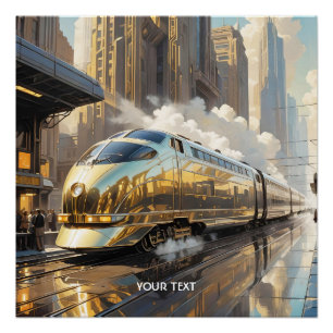 Fantasy Cute Art Deco Train Poster