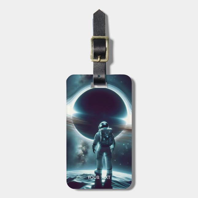 Fantasy Cute Astronaut Black Hole Luggage Tag (Front Vertical)