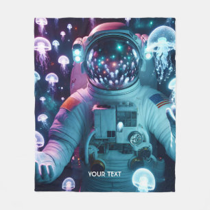 Fantasy Cute Astronaut Jellyfish Space Fleece Blanket