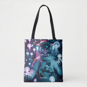 Fantasy Cute  Astronaut Jellyfish Space Tote Bag
