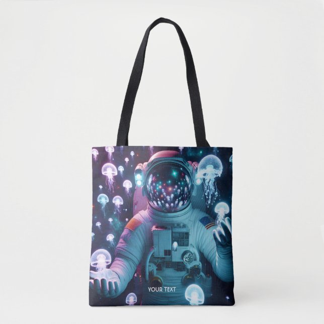 Fantasy Cute  Astronaut Jellyfish Space Tote Bag (Front)