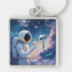 Fantasy Cute Astronaut Space Flower Key Ring