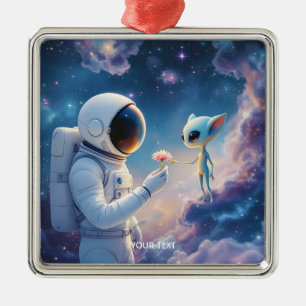 Fantasy Cute Astronaut Space Flower Metal Tree Decoration