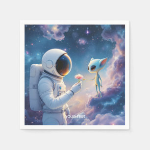 Fantasy Cute Astronaut Space Flower Napkin