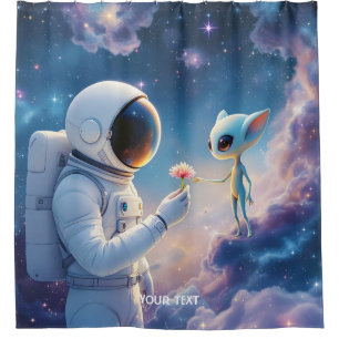 Fantasy Cute Astronaut Space Flower Shower Curtain