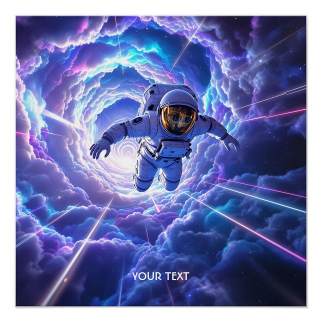 Fantasy Cute Astronaut Through Wormhole Poster (Front)
