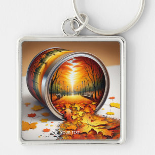 Fantasy Cute Autumn Tin Forest Key Ring