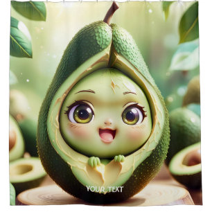 Fantasy Cute Avocado Smile Eyes Shower Curtain