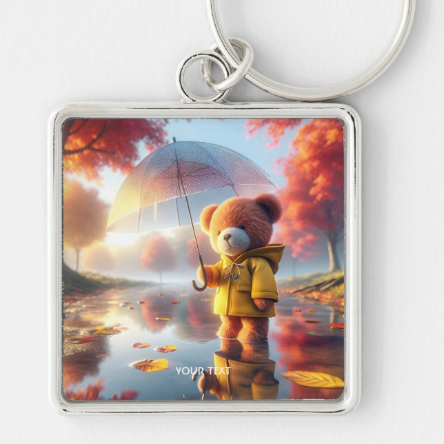 Fantasy Cute Baby Bear Umbrella Key Ring (Front)