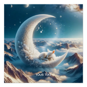 Fantasy Cute Baby Deer Moon Poster