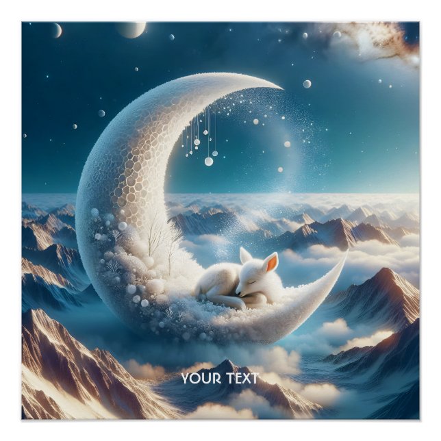 Fantasy Cute Baby Deer Moon Poster (Front)