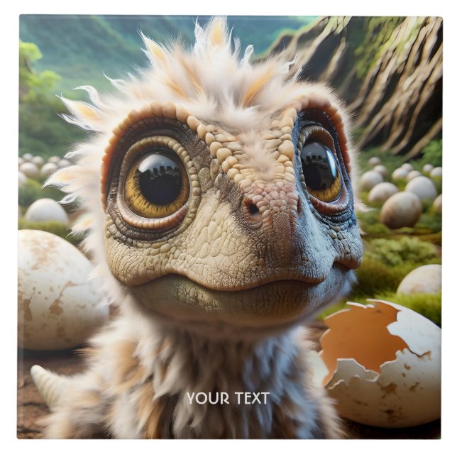 Fantasy Cute Baby Dino Jungle Tile (Front)