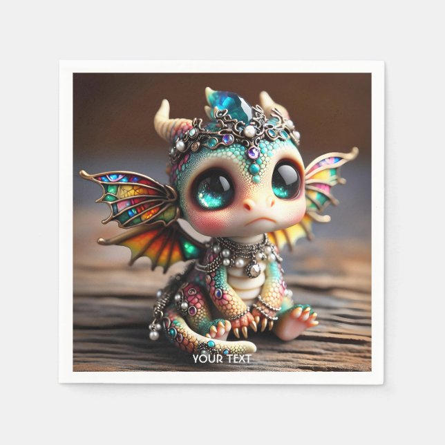 Fantasy Cute Baby Dragon Glass Napkin (Front)
