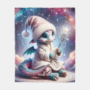 Fantasy Cute Baby Dragon Staff Fleece Blanket
