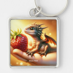 Fantasy Cute  Baby Dragon Strawberry Key Ring