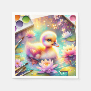 Fantasy Cute Baby Duck Flowers Napkin