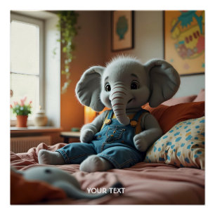 Fantasy Cute Baby Elephant Jeans Poster