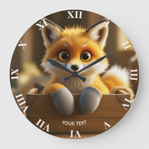 Fantasy Cute Baby Fox Box Large Clock