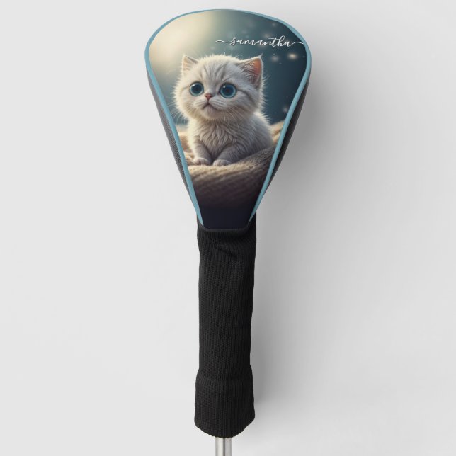 Fantasy Cute Baby Kitty Cat Lover's Personalised Golf Head Cover (Front)