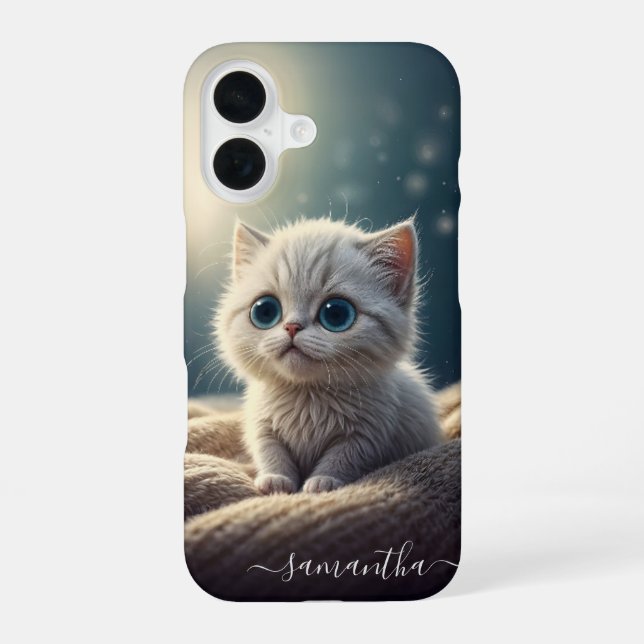 Fantasy Cute Baby Kitty Cat Lover's Personalised iPhone 16 Case (Back)