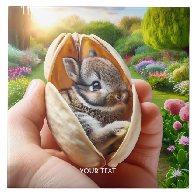 Fantasy Cute Baby Rabbit Garden Tile (Front)
