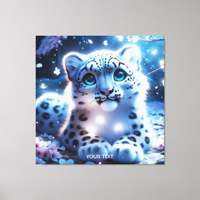 Fantasy Cute Baby Snow Leopard Canvas Print (Front)