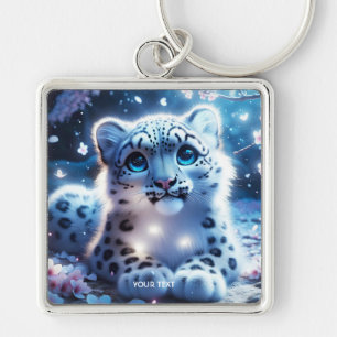 Fantasy Cute Baby Snow Leopard Key Ring
