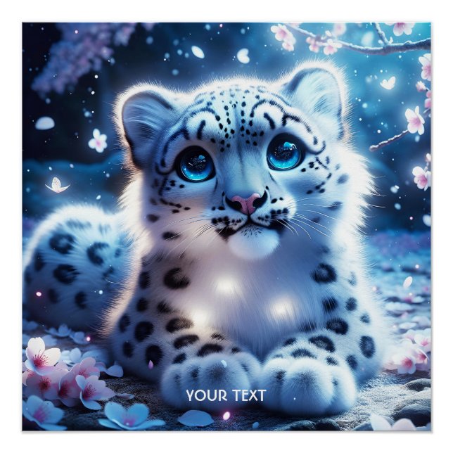 Fantasy Cute Baby Snow Leopard Poster (Front)