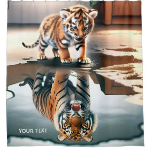 Fantasy Cute Baby Tiger Puddle Shower Curtain